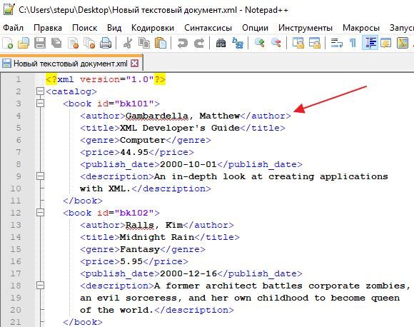 XML файл в Notepad++ XML файл в Notepad++