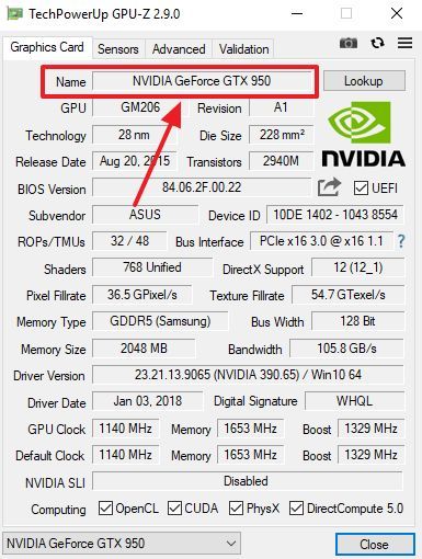 название видеокарты в GPU-Z название видеокарты в GPU-Z