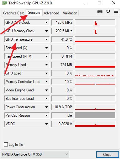 температура GPU в GPU-Z температура GPU в GPU-Z