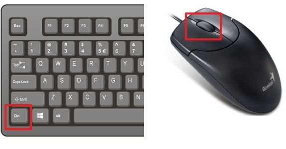 клавиша CTRL и колесико мышки клавиша CTRL и колесико мышки