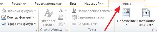 вкладка Формат вкладка Формат