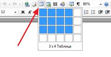 быстрая вставка таблицы