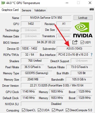 название производителя видеокарты в GPU-Z название производителя видеокарты в GPU-Z
