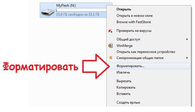 запуск форматирования флешки из контекстного меню запуск форматирования флешки из контекстного меню