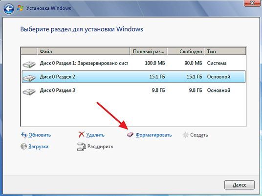 кнопка Форматировать
