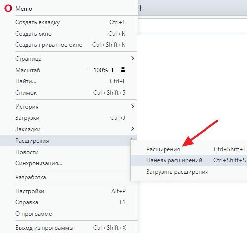 раздел Расширения раздел Расширения