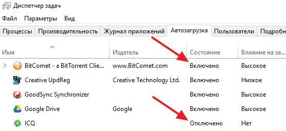 состояние автозагрузки состояние автозагрузки
