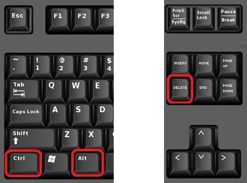 Комбинация клавиш CTRL-ALT-DEL Комбинация клавиш CTRL-ALT-DEL