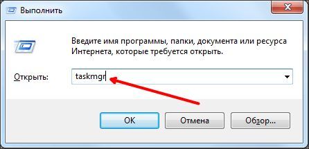 выполняем команду TASKMGR выполняем команду TASKMGR