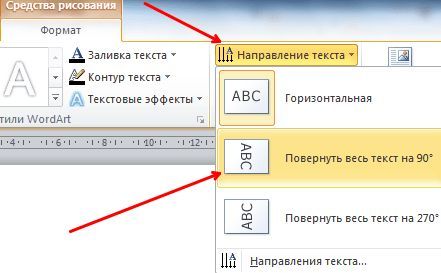 кнопка Направление текста