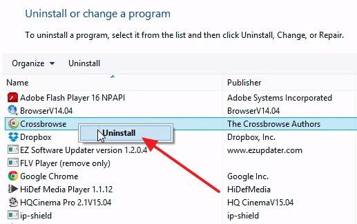 Удалите Crossbrowser Удалите Crossbrowser