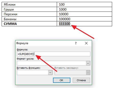 редактирование формулы