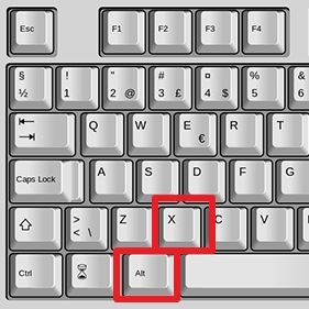 комбинация клавиш ALT+X комбинация клавиш ALT+X
