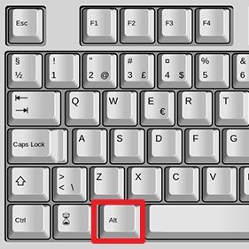 клавиша ALT клавиша ALT
