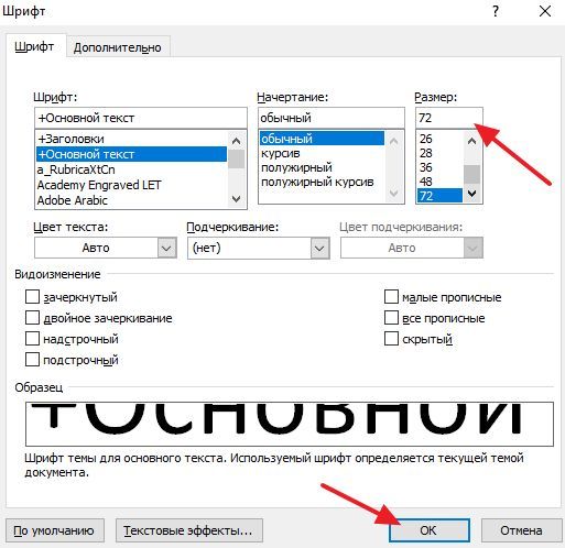 окно Шрифт окно Шрифт