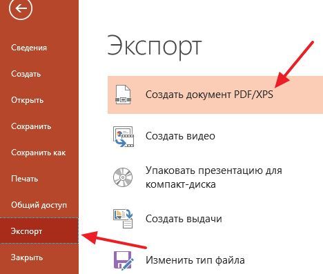 сохранение презентации в формате PDF сохранение презентации в формате PDF