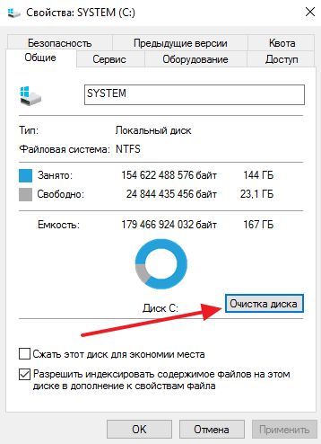 кнопка Очистка диска кнопка Очистка диска