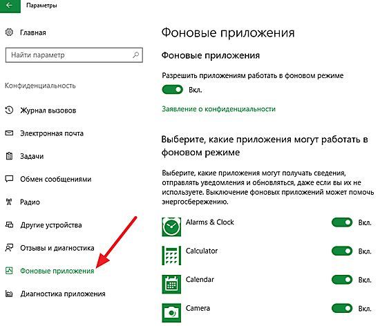 Фоновые приложения Фоновые приложения