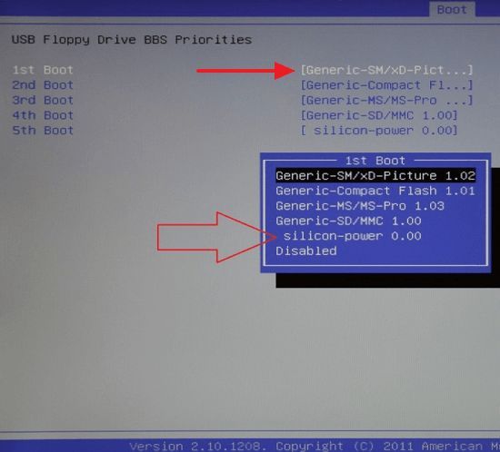 выбор флешки в разделе USB Floppy Drive BBS Priorities выбор флешки в разделе USB Floppy Drive BBS Priorities