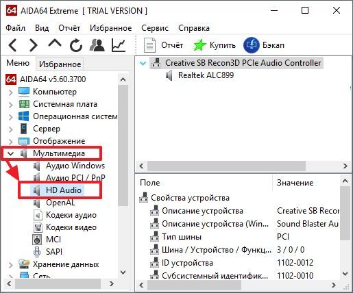 откройте раздел Мультимедиа – HD Audio откройте раздел Мультимедиа – HD Audio
