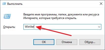 введите команду WinVer