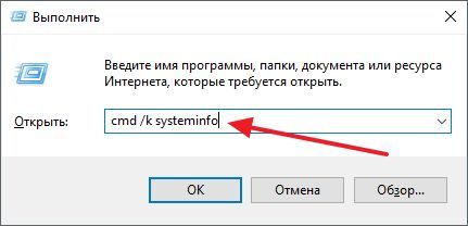 введите cmd /k systeminfo