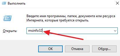 выполнение команды MsInfo32 выполнение команды MsInfo32
