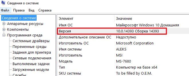 номер сборки в MsInfo32 номер сборки в MsInfo32