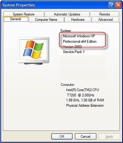 Как узнать разрядность операционной системы Windows XP Как узнать разрядность операционной системы Windows XP