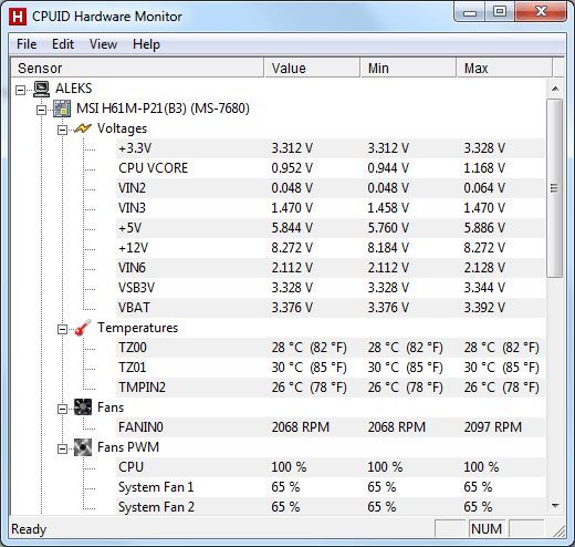 интерфейс программы HWMonitor интерфейс программы HWMonitor