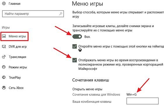 опции отвечающие за запись игровых клипов и игровое меню опции отвечающие за запись игровых клипов и игровое меню