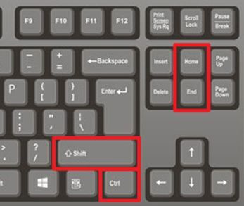 комбинации CTRL-SHIFT-Home и CTRL-SHIFT-End комбинации CTRL-SHIFT-Home и CTRL-SHIFT-End