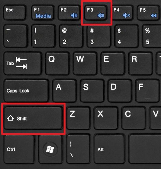 комбинация клавиш SHIFT+F3 комбинация клавиш SHIFT+F3