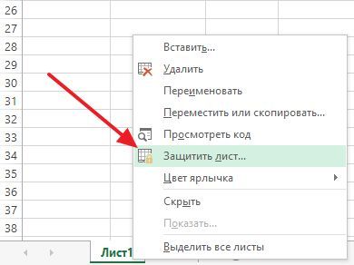 функция Защитить лист функция Защитить лист