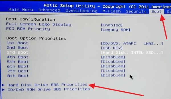 откройте пункт меню Hard Disk Drive BBS Priorities откройте пункт меню Hard Disk Drive BBS Priorities