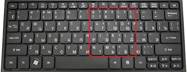 клавиатура без дополнительного цифрового блока