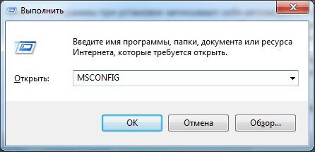 выполняем команду MSCONFIG выполняем команду MSCONFIG