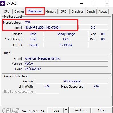 название материнской платы в CPU-Z