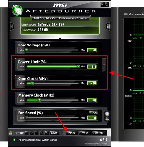 разгон графического процессора (Core Clock) разгон графического процессора (Core Clock)