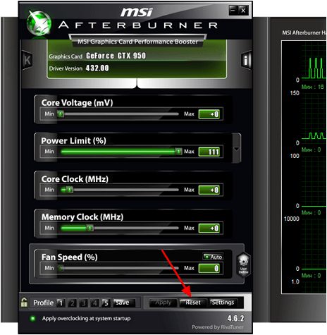 сброс настроек MSI Afterburner сброс настроек MSI Afterburner