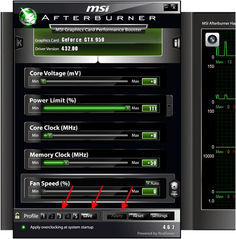 сохранение профилей MSI Afterburner сохранение профилей MSI Afterburner