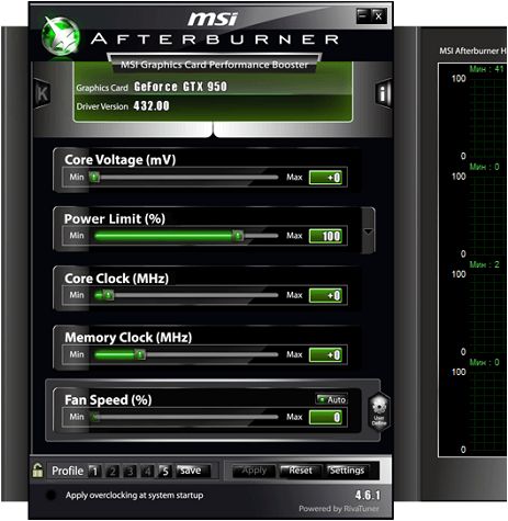 интерфейс MSI Afterburner интерфейс MSI Afterburner