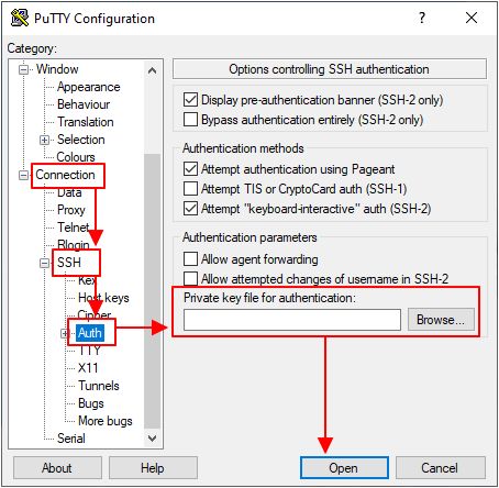настройка подключения по ключу в PuTTY настройка подключения по ключу в PuTTY