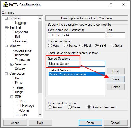сохранение настроек в PuTTY сохранение настроек в PuTTY