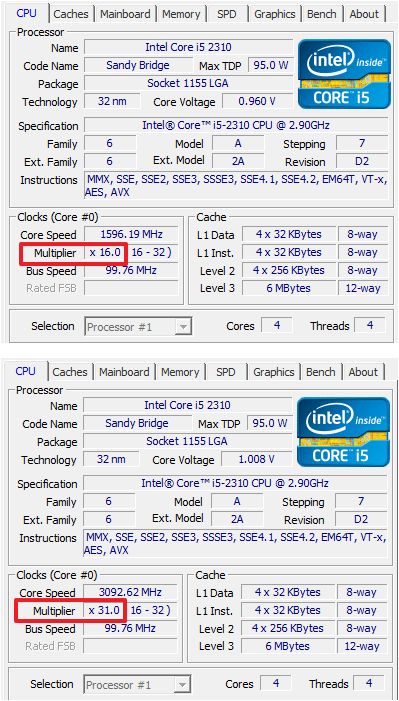 множитель процессора Intel Core i5 2310 множитель процессора Intel Core i5 2310