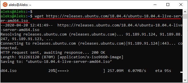 скачивание файла с помощью wget
