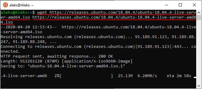 скачивание нескольких файлов с помощью wget