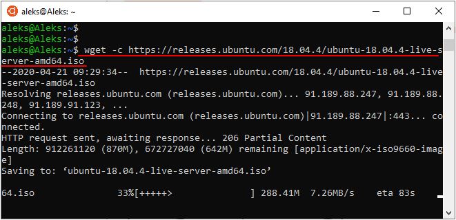 продолжение скачивания в wget