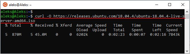 скачивание с помощью curl