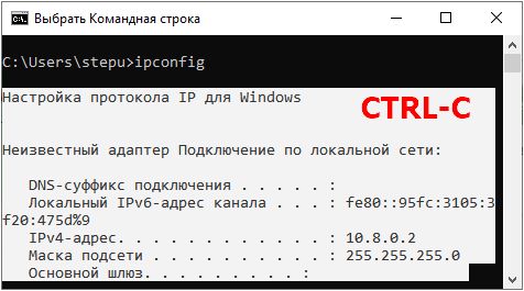 комбинация клавиш CTRL-C